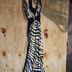 La Femme Black and Yellow Zebra Print Dress